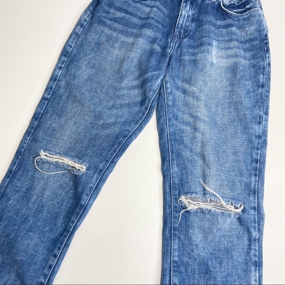 F21 High Waisted Distressed Mom Jeans - Picture 2 of 6